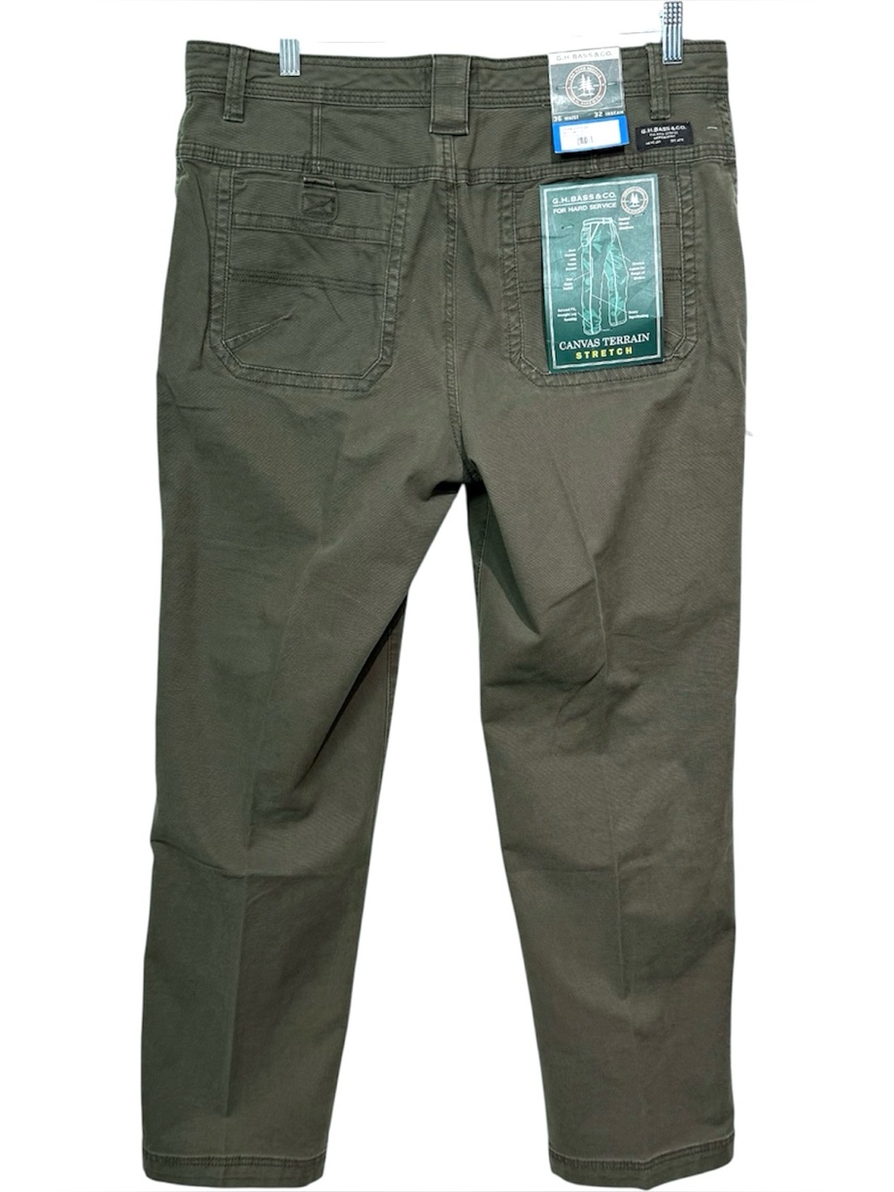 NWT G.H. Bass Canvas Terrain Stretch Cargo Pants Mens 36x32 Olive Brown